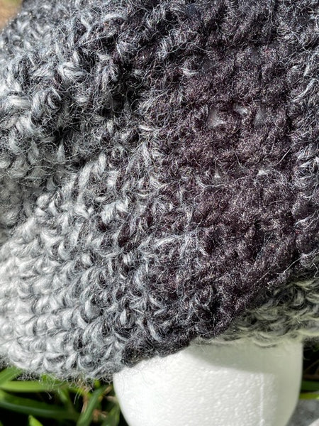 Black Scarfy Yarn Adult Beanie