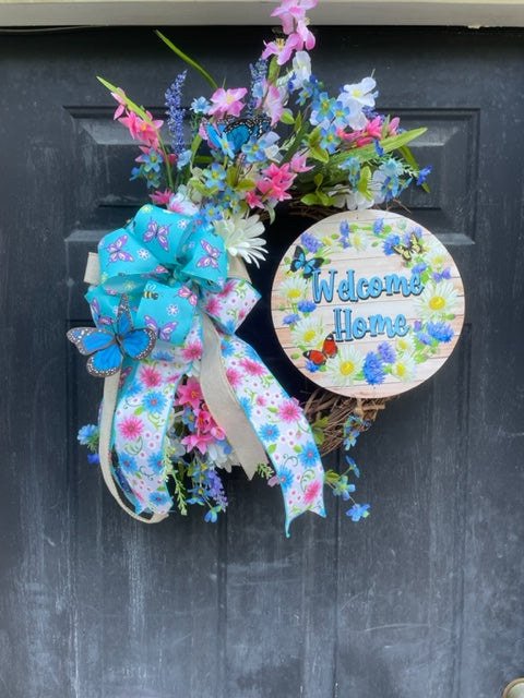 "Welcome Home" Butterfly Grapevine Wreath